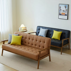 Modern Faux Leather Sofa with Durable Ash Wood Frame Loveseat - Minimalistic Design Armchair for Living Room fcp-1304