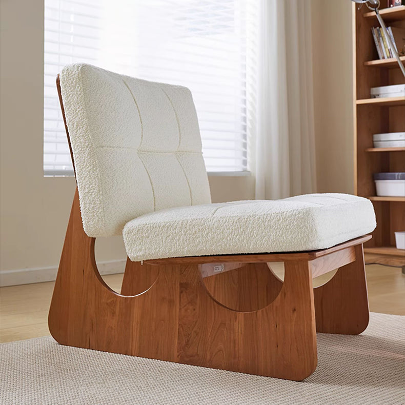 Modern Beige Accent Chair with Sturdy Cherry Wood Frame and Plush Down Cushioning - Perfect for Living Room fcp-1305