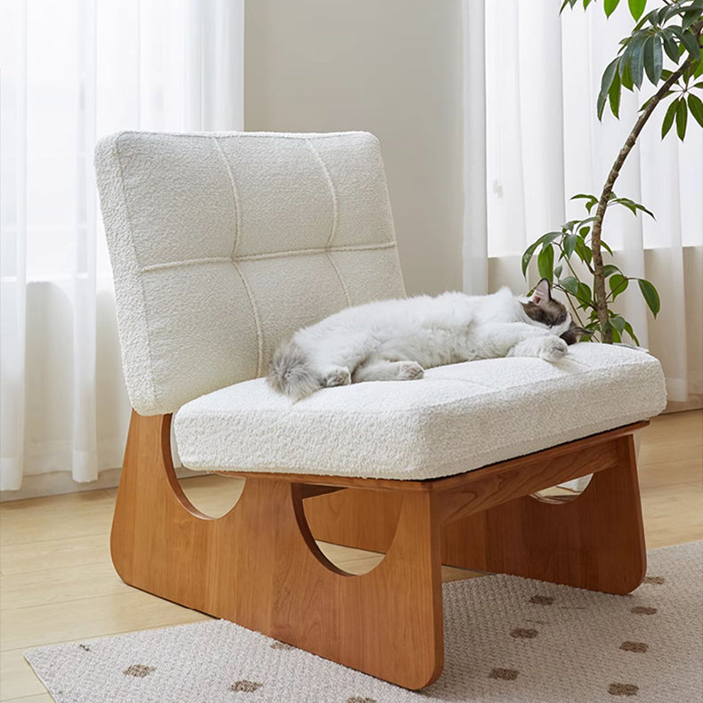 Modern Beige Accent Chair with Sturdy Cherry Wood Frame and Plush Down Cushioning - Perfect for Living Room fcp-1305