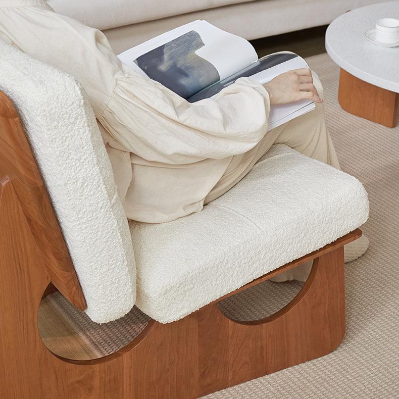 Modern Beige Accent Chair with Sturdy Cherry Wood Frame and Plush Down Cushioning - Perfect for Living Room fcp-1305