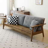 Minimalistic Ash Wood Sofa with Corduroy Cushions - Stylish Loveseat Design Armchair for Living Room fcp-1307