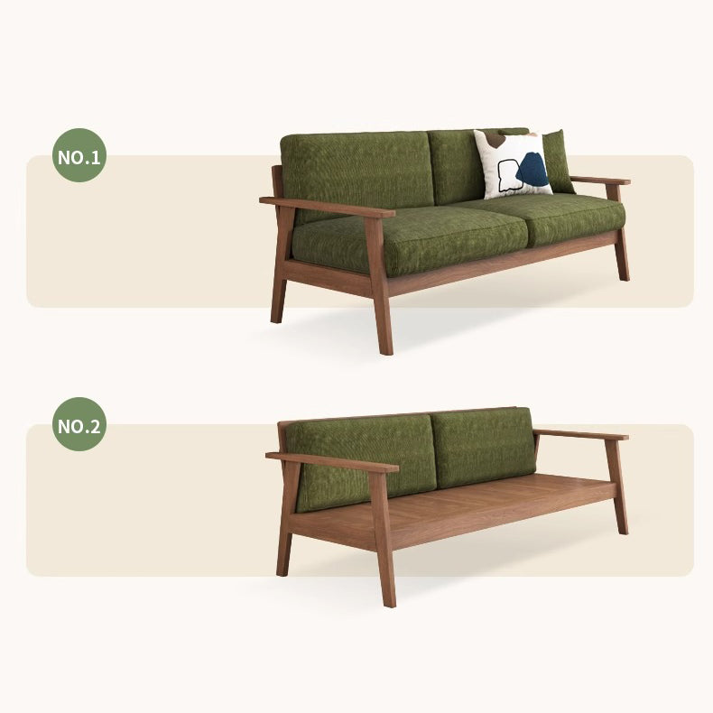 Vintage Ash Wood Sofa with Soft Corduroy Cushions Upholstery - Minimalistic Style for Your Home fcp-1308