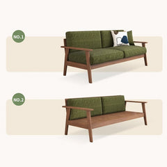 Vintage Ash Wood Sofa with Soft Corduroy Cushions Upholstery - Minimalistic Style for Your Home fcp-1308