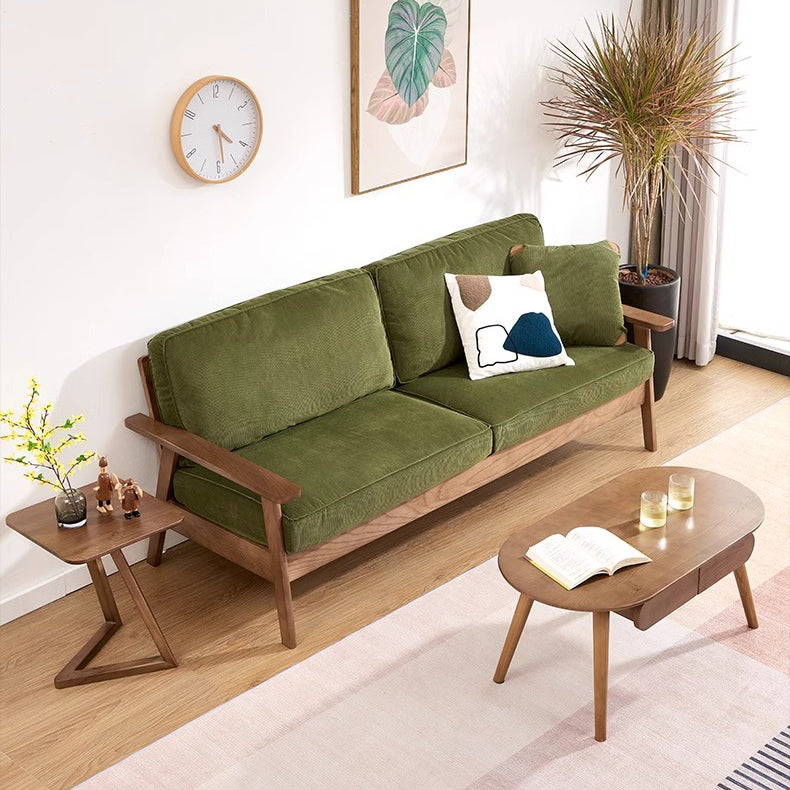 Vintage Ash Wood Sofa with Soft Corduroy Cushions Upholstery - Minimalistic Style for Your Home fcp-1308