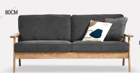 Vintage Ash Wood Sofa with Soft Corduroy Cushions Upholstery - Minimalistic Style for Your Home fcp-1308