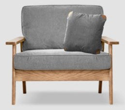 Vintage Ash Wood Sofa with Soft Corduroy Cushions Upholstery - Minimalistic Style for Your Home fcp-1308