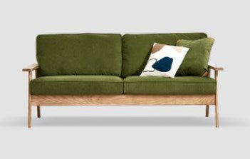 Vintage Ash Wood Sofa with Soft Corduroy Cushions Upholstery - Minimalistic Style for Your Home fcp-1308