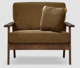 Vintage Ash Wood Sofa with Soft Corduroy Cushions Upholstery - Minimalistic Style for Your Home fcp-1308