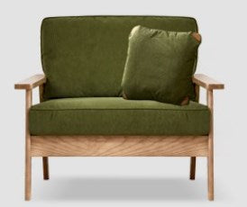 Vintage Ash Wood Sofa with Soft Corduroy Cushions Upholstery - Minimalistic Style for Your Home fcp-1308