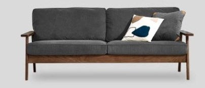 Vintage Ash Wood Sofa with Soft Corduroy Cushions Upholstery - Minimalistic Style for Your Home fcp-1308