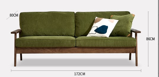 Vintage Ash Wood Sofa with Soft Corduroy Cushions Upholstery - Minimalistic Style for Your Home fcp-1308