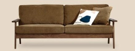 Vintage Ash Wood Sofa with Soft Corduroy Cushions Upholstery - Minimalistic Style for Your Home fcp-1308