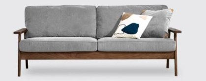 Vintage Ash Wood Sofa with Soft Corduroy Cushions Upholstery - Minimalistic Style for Your Home fcp-1308