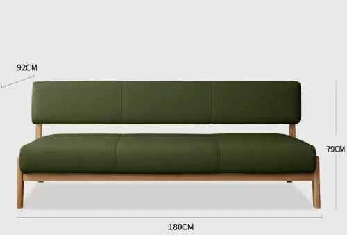 Modern Faux Leather Sofa Loveseat with Black, White, and Green Cushion & Ash Wood Frame fcp-1311