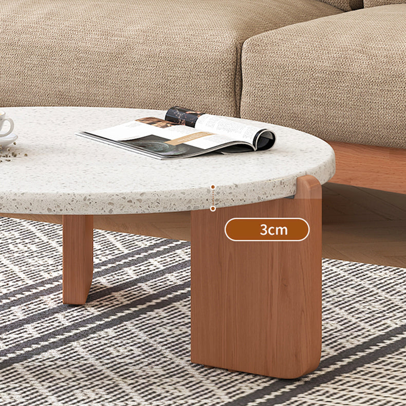 Round Ash Wood Coffee Table with Rectangular Wooden Legs – Perfect for Modern LIvingroom fcp-1312