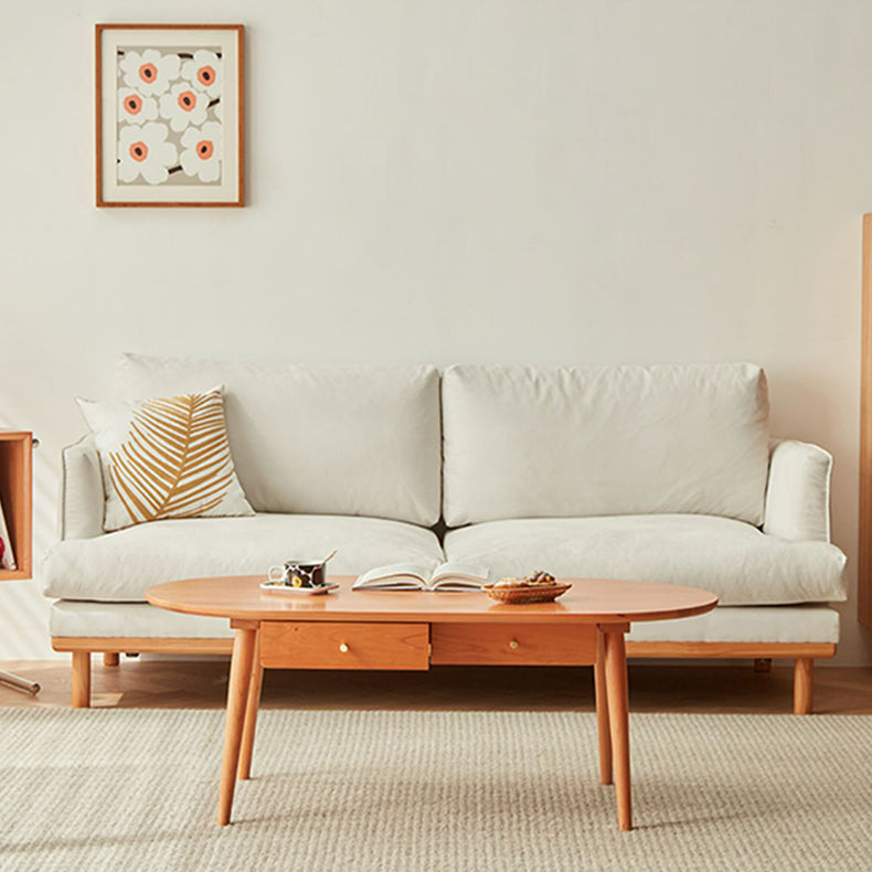 Modern Oval Coffee Table in Cherry Wood with Drawer Storage fcp-1316