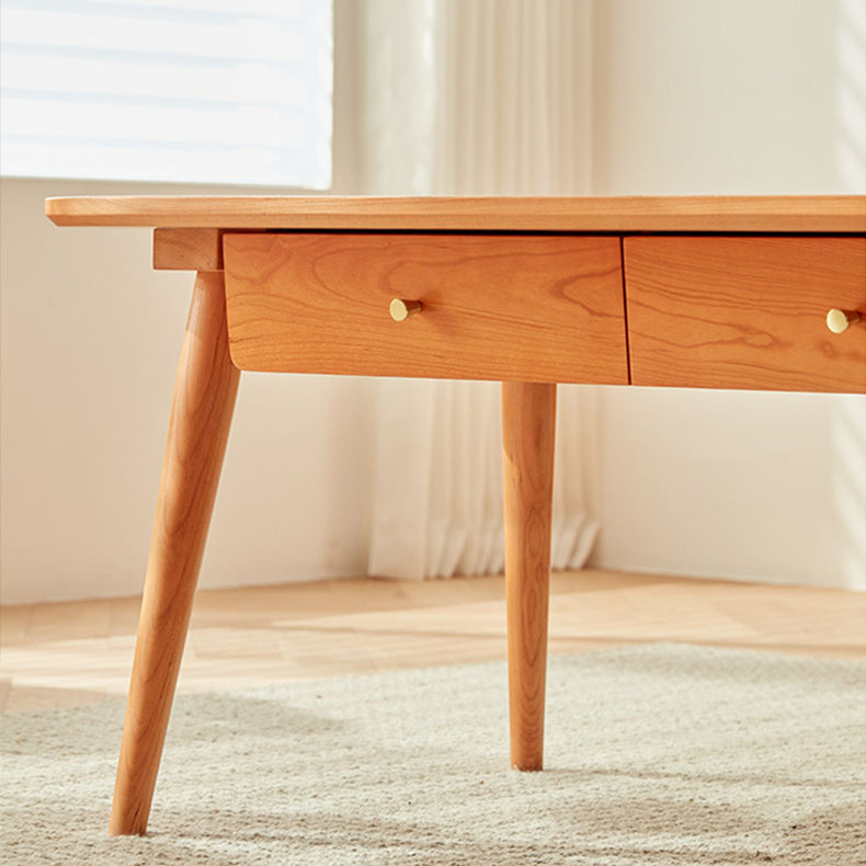 Modern Oval Coffee Table in Cherry Wood with Drawer Storage fcp-1316