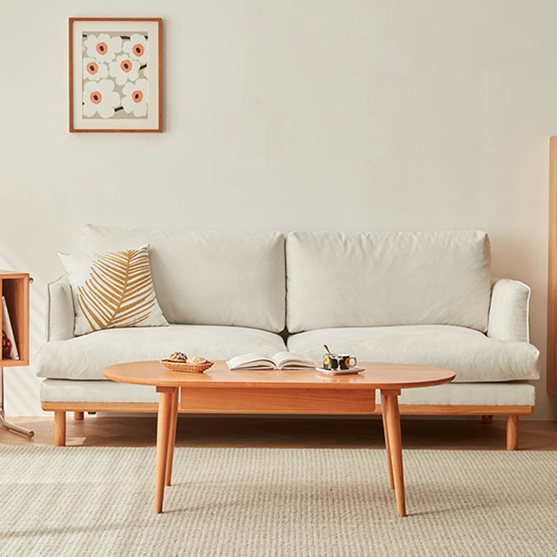 Modern Oval Coffee Table in Cherry Wood with Drawer Storage fcp-1316