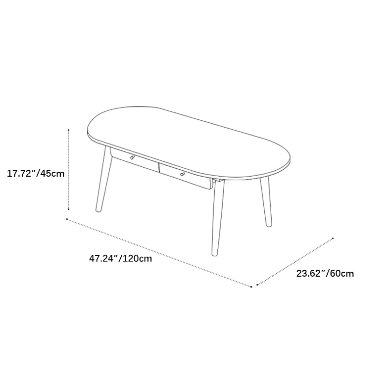 Modern Oval Coffee Table in Cherry Wood with Drawer Storage fcp-1316