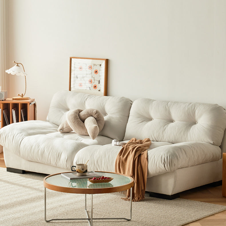 Luxurious Beige Faux Leather Sofa with Pine Wood Frame & Goose Down Cushions - Minimalistic Loveseat Design fcp-1319