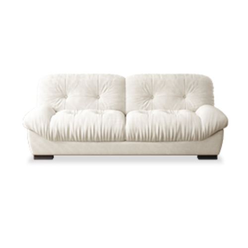 Luxurious Beige Faux Leather Sofa with Pine Wood Frame & Goose Down Cushions - Minimalistic Loveseat Design fcp-1319