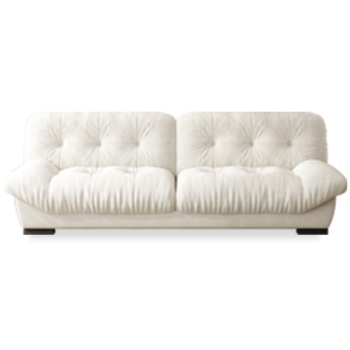 Luxurious Beige Faux Leather Sofa with Pine Wood Frame & Goose Down Cushions - Minimalistic Loveseat Design fcp-1319