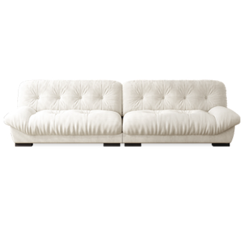 Luxurious Beige Faux Leather Sofa with Pine Wood Frame & Goose Down Cushions - Minimalistic Loveseat Design fcp-1319