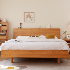 Modern Queen Size Cherry Wood Bed Frame - Stylish and Durable Design California King Size for Your Home fcp-1324