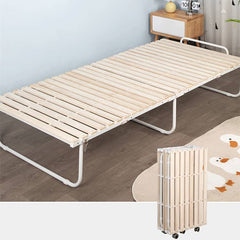 Stylish White Paulownia Wood Bed Frame with Steel Accents - Elegant Natural Finish fcsnm-901