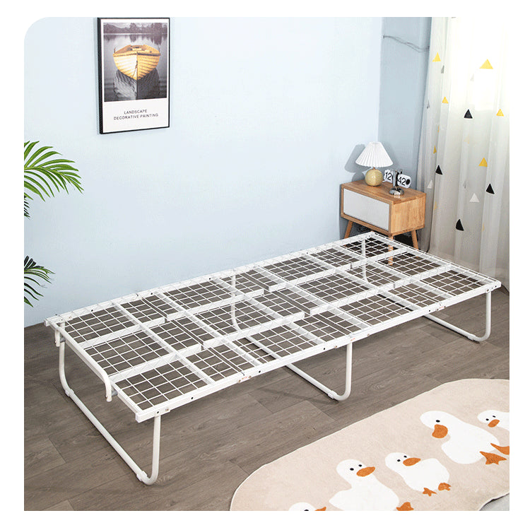 Stylish White Paulownia Wood Bed Frame with Steel Accents - Elegant Natural Finish fcsnm-901