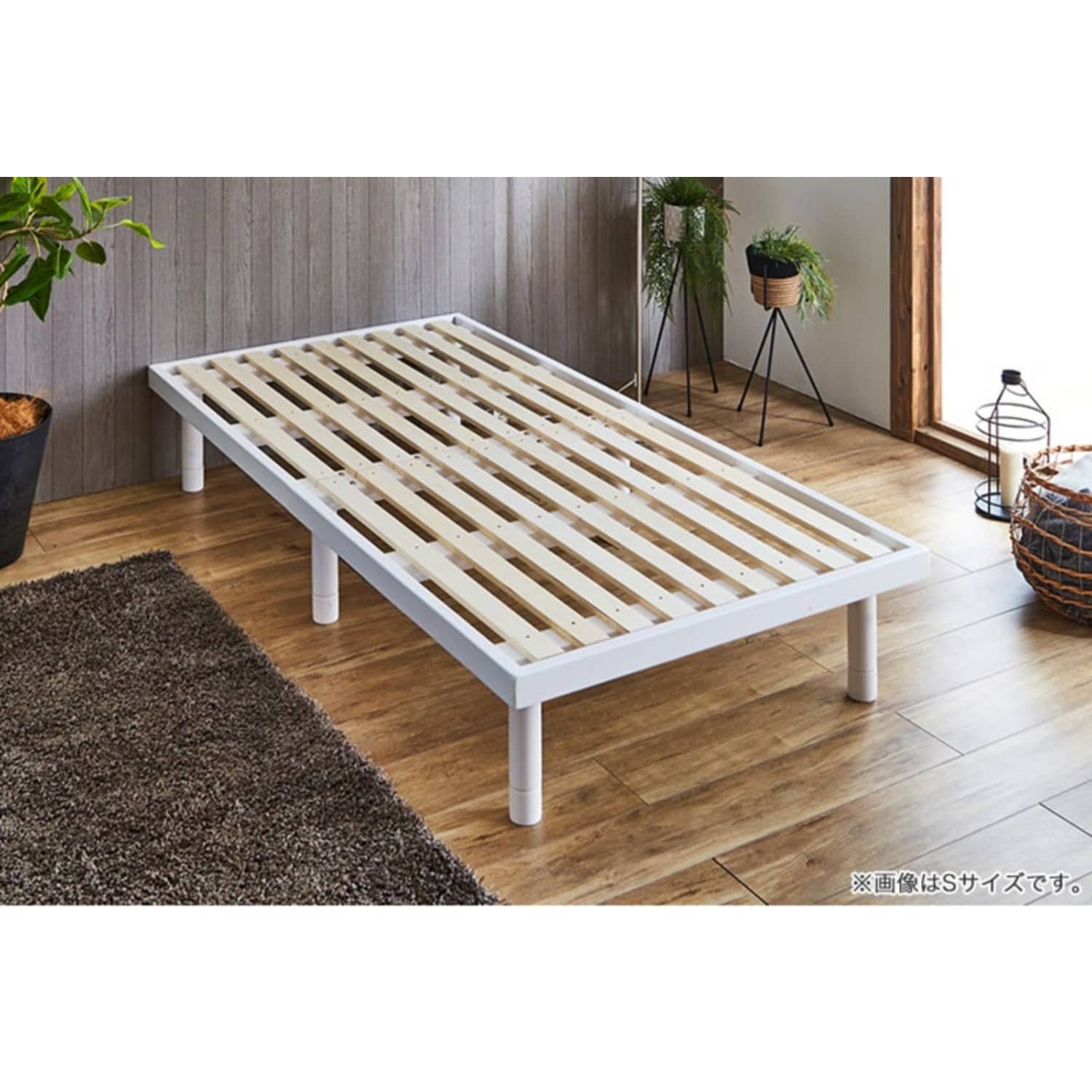 Rustic Fir Wood Bed in Natural White and Brown Finish fcsnm-902