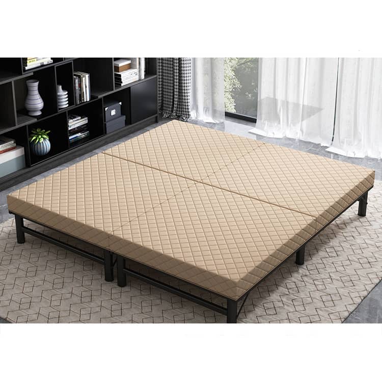 Modern Multi-Layer Steel and Wood Bed with Bamboo Charcoal Foam and Figure Cotton Topper - Available in Grey, Black, Blue, Brown, and Off White fcsnm-908