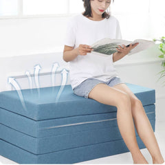 Comfortable Foam Bed Mattress in Elegant Brown, Grey, and Light Blue Polyester Cover fcsnm-909