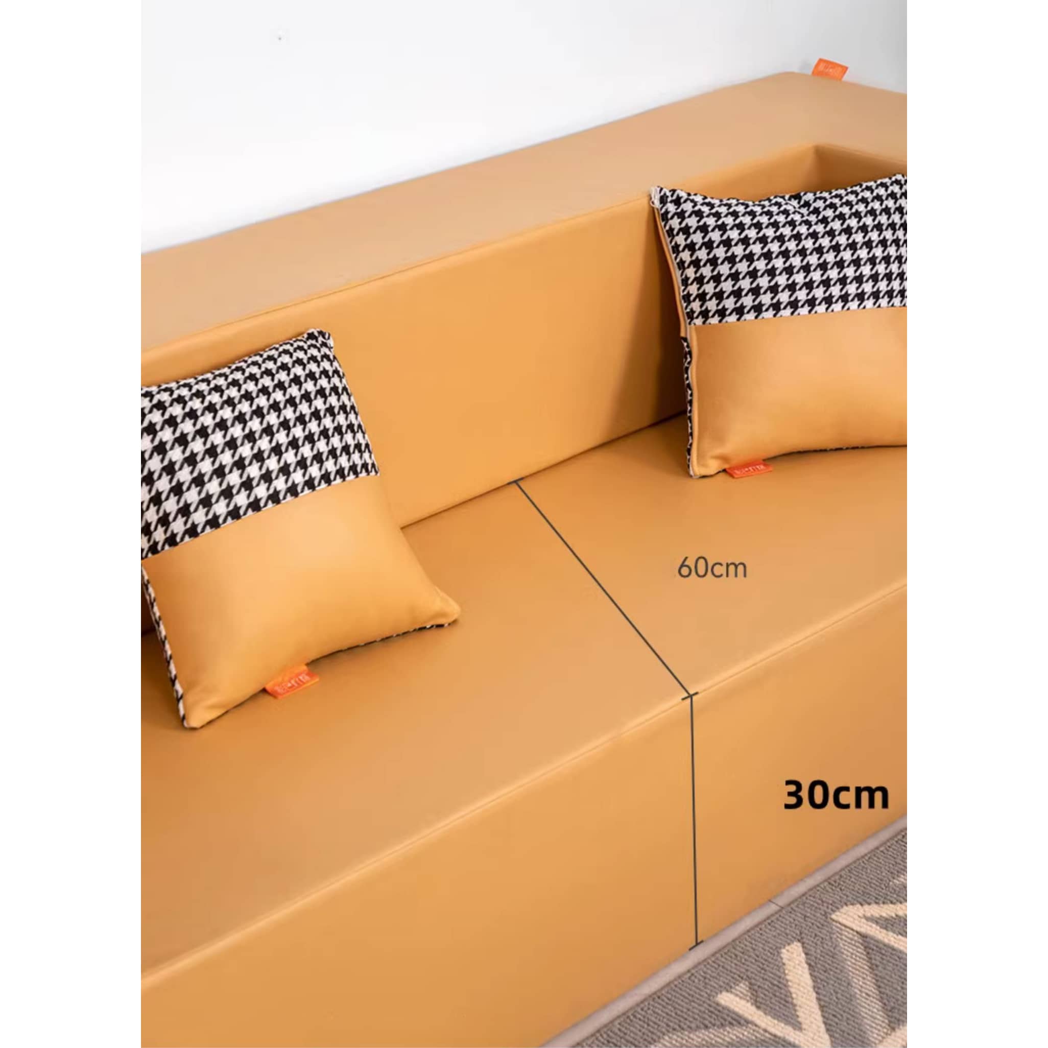 Stylish Yellow Orange Grey Leathaire Sofa Bed - Ultimate Comfort with Foam and Figure Cotton fcsnm-910