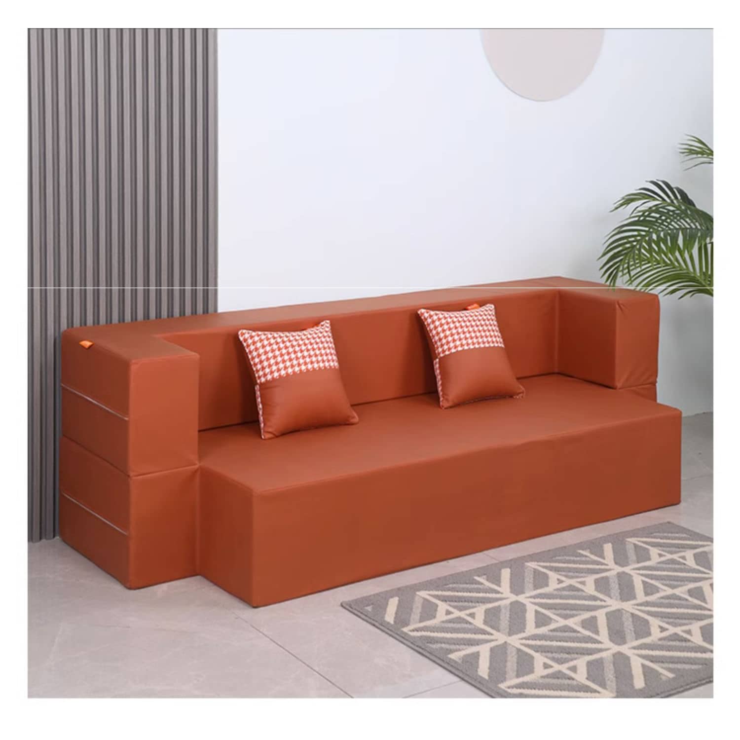 Stylish Yellow Orange Grey Leathaire Sofa Bed - Ultimate Comfort with Foam and Figure Cotton fcsnm-910