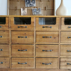 Vintage Industrial Solid Wood Cabinet with Glass Accents - Style Storage Design fcwz-2354