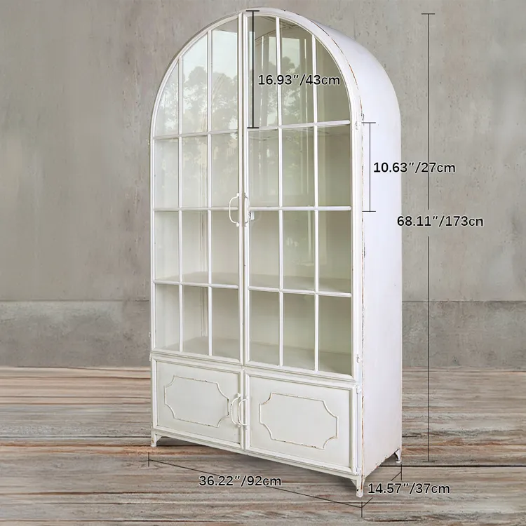 Elegant Tempered Glass Display Cabinet with Arched Design for Modern Home Decor fcwz-2359