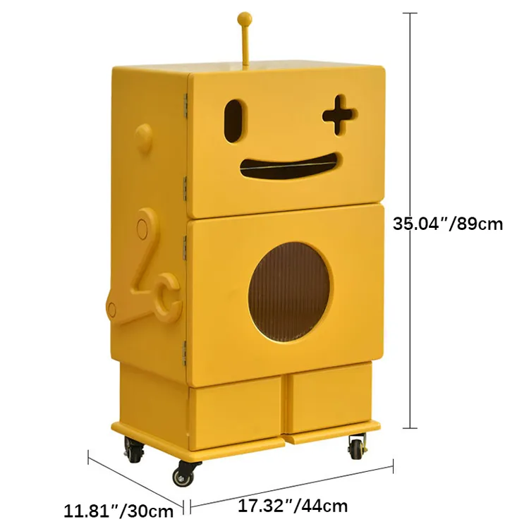 Colorful Robot-Themed Side Table with Wheels - Creative Storage Solution for Kids' Rooms fcwz-2367