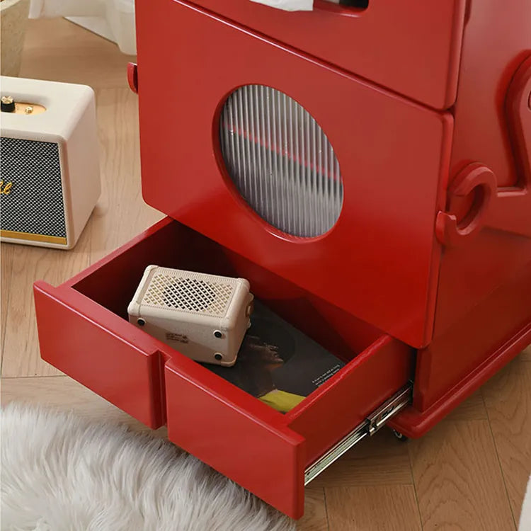 Colorful Robot-Themed Side Table with Wheels - Creative Storage Solution for Kids' Rooms fcwz-2367