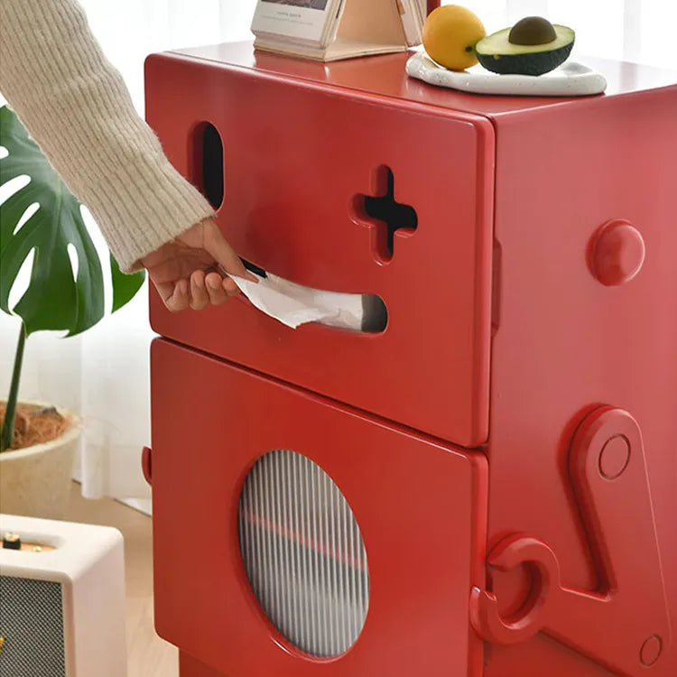 Colorful Robot-Themed Side Table with Wheels - Creative Storage Solution for Kids' Rooms fcwz-2367