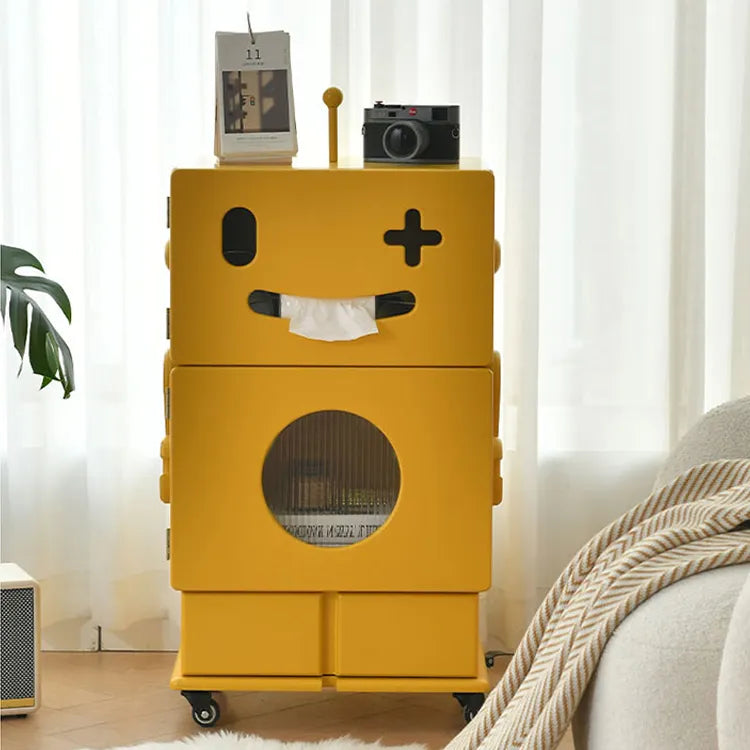 Colorful Robot-Themed Side Table with Wheels - Creative Storage Solution for Kids' Rooms fcwz-2367