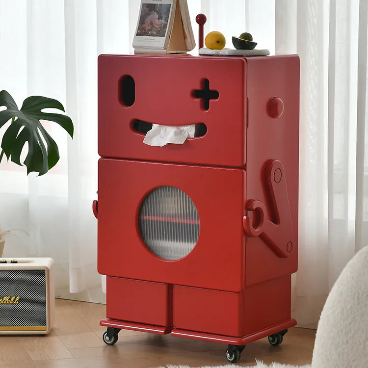 Colorful Robot-Themed Side Table with Wheels - Creative Storage Solution for Kids' Rooms fcwz-2367