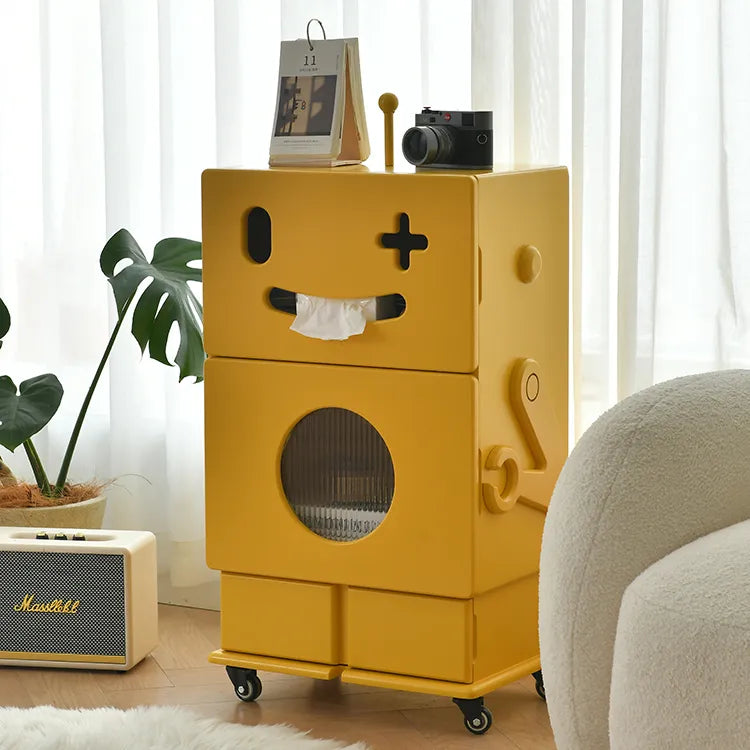 Colorful Robot-Themed Side Table with Wheels - Creative Storage Solution for Kids' Rooms fcwz-2367