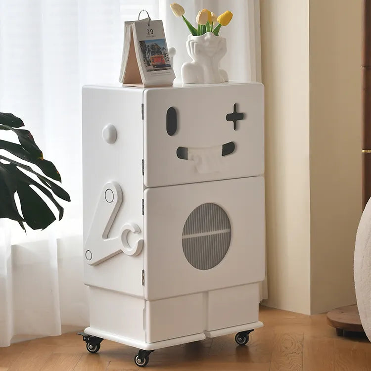 Colorful Robot-Themed Side Table with Wheels - Creative Storage Solution for Kids' Rooms fcwz-2367