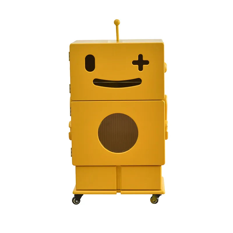 Colorful Robot-Themed Side Table with Wheels - Creative Storage Solution for Kids' Rooms fcwz-2367