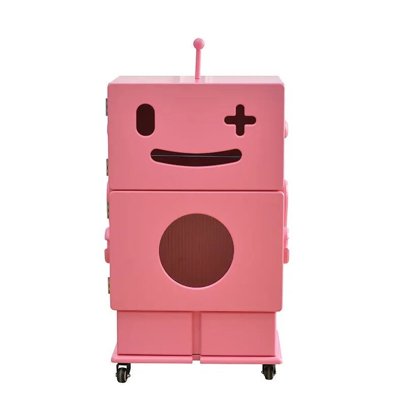 Colorful Robot-Themed Side Table with Wheels - Creative Storage Solution for Kids' Rooms fcwz-2367