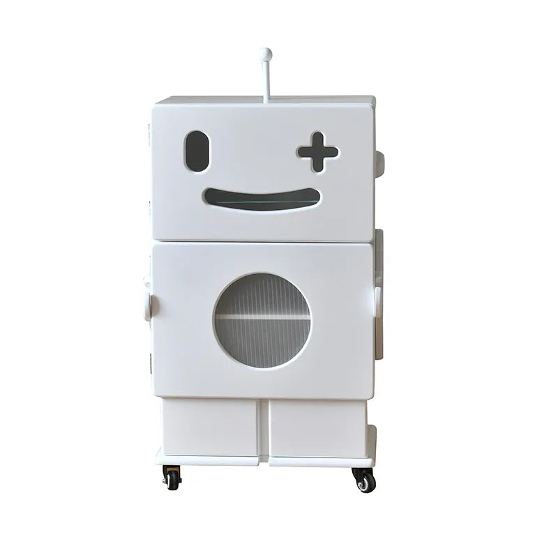 Colorful Robot-Themed Side Table with Wheels - Creative Storage Solution for Kids' Rooms fcwz-2367