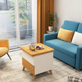 Multi-layer Oak Coffee Table with Adjustable Design and Brass Accents - FCX-2585