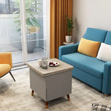 Multi-layer Oak Coffee Table with Adjustable Design and Brass Accents - FCX-2585