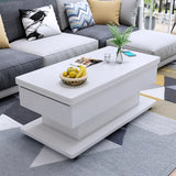 Modern Wooden Coffee Table with Storage, Adjustable Height for Living Room FCX-2592
